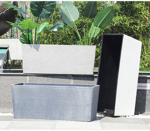 Fioriera rettangolare mobile <span class=keywords><strong>in</strong></span> resina plastica di <span class=keywords><strong>grandi</strong></span> dimensioni per balconi, cortili e giardini, ideale per la coltivazione all'aperto. - Product Image 1
