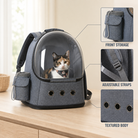 Sac de transport transparent Oxford à fermeture éclair, type capsule spatiale, double bandoulière, pour animaux de compagnie (chats et chiens), idéal pour les sorties, la marche et les voyages en extérieur, imperméable et respirant