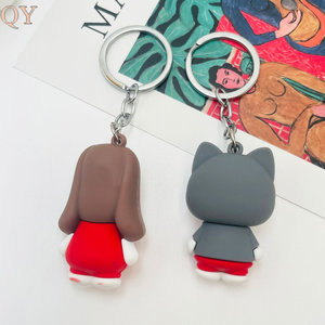 QY Dessin Animé Silicone Chien Porte-clés En Caoutchouc Souple PVC Chien Porte-clés Bouledogue Husky Labrador Sac Charme - Product Image 2