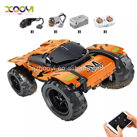 Bloques de construcción para niños, juguete de ladrillos para armar vehículo técnico de ingeniería a control remoto con aplicación de camión de construcción