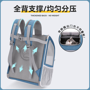 Foldable Breathable Pet <b>Backpack</b> For <b>Cats</b> Ultra Lightweight Travel Carrier With Mesh Design 45000 Capacity - Product Image 4