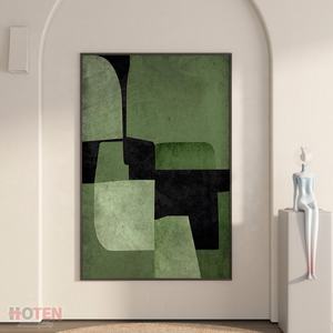 Extra Large arte astratta su tela verde acqua verde paesaggio nero Beige dipinto a olio stampato <span class=keywords><strong>con</strong></span> <span class=keywords><strong>cornice</strong></span> per la decorazione della casa e l'ufficio - Product Image 2