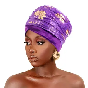 꽃 패턴 머리 스카프 아프리카 스타일 야외 터번 폴리에스터 여성 일상 생활 헤드 랩