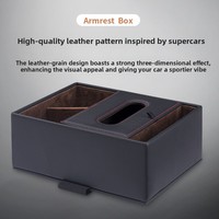 Boîte de rangement pour accoudoir central de voiture en cuir haut de gamme, organisateur multifonctionnel, porte-gobelets et boîte à mouchoirs