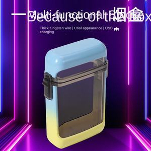 <span class=keywords><strong>Shiru</strong></span> SR611 étui à cigarettes carré transparent en plastique 20 Pack briquet intégré fermeture à rabat étanche étui étanche à l'humidité - Product Image 3