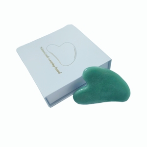 Placa de gua sha de aventurina verde natural con caja de regalo colorida, herramienta de masaje para lifting facial - Product Image 2