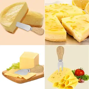 Stainless Steel Cheese Slicer Cheese Cutting Machine With Wooden Handle Cheese Knives Set Of 4 Pcs
