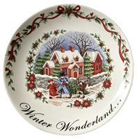 Amerikanischer Weihnachts-Keramikteller Winterwunderland Mikrowellengeeignet Frisches und Niedliches Design Festliches Tafelgeschirr