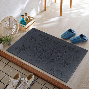 Paillasson moderne minimaliste gravé au laser, gris, rectangulaire, antidérapant, pour entrée de maison, en fibre de polypropylène - Product Image 1