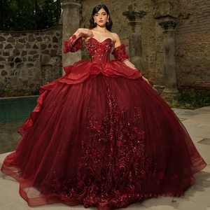 Abiti <span class=keywords><strong>di</strong></span> Quinceanera bordeaux abiti formali <span class=keywords><strong>di</strong></span> lusso da <span class=keywords><strong>festa</strong></span> con perline in pizzo con applicazioni in dolce <span class=keywords><strong>abito</strong></span> da ballo <span class=keywords><strong>di</strong></span> <span class=keywords><strong>laurea</strong></span> 15 <span class=keywords><strong>abito</strong></span> da ballo personalizzato - Product Image 1