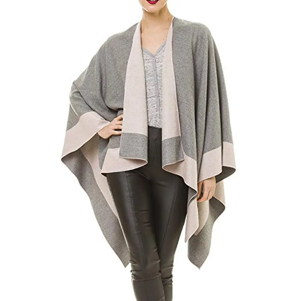 Winter Oversized Cashmere Poncho Wholesale Color Matching Wool Women Soft Smooth Feeling Luxury Pashmina Shawl Scarf