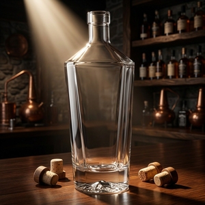Bouteille de <span class=keywords><strong>whisky</strong></span> en <span class=keywords><strong>verre</strong></span> polygonal de 750 ml, bouteille de tequila à base de montagne, bouteille à facettes, conteneur à gin à fond épais - Product Image 1
