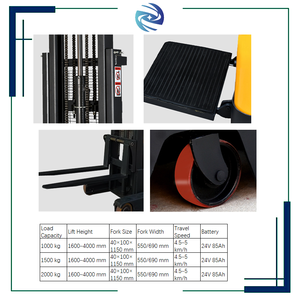 संकीर्ण गलियारे इलेक्ट्रिक स्टेकर 1.5 टी डुअल लिफ्टिंग डिजाइन पूर्ण इलेक्ट्रिक गोदाम स्टेकर - Product Image 5