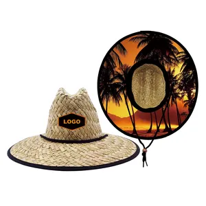 Custom Wholesale Summer Lifeguard Embroidered Straw Farmer Hats