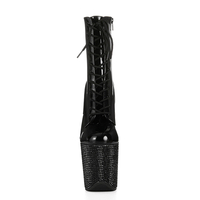 Bottes de performance en PU avec strass, talon aiguille de 20 cm, plateforme, à lacets, pour l'automne, le travail, la danse, le studio et les séances photo