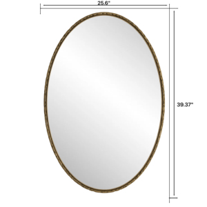 Iron Art Oval Retro Mirror Antique Effect Gold Wall Hanging For Bathroom Bedroom Living Room - Product Image 4