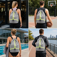 Sac à dos à cordon de serrage personnalisé, imperméable, pour le basketball, le football, le yoga, les voyages, le sport, la salle de sport, avec des chaussures, résistant à l'eau, sac de plage