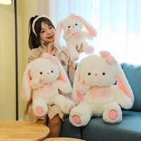 Boneka Kelinci Lucu Warna-warni Telinga Jatuh Bahan Katun PP Super Lembut 40-70cm Hadiah Ulang Tahun Liburan Pasangan Mainan Penenang Anak