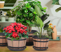 Pot de fleurs rétro en plastique imitation bois, durable, épaissi, extra-large pour arbres fruitiers, hydroponie, lotus, nénuphars, classique