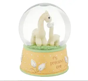 Resin/Glass Precious One Giraffe Musical Snow Globe, Yellow