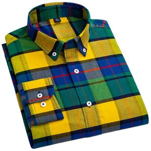 เสื้อเชิ้ตผู้ชายผ้าฝ้ายแท้ คอปก<span class=keywords><strong>ส</strong></span>ี่เหลี่ยม ลายสก็อต <span class=keywords><strong>ส</strong></span>ีพื้น เรียบง่าย <span class=keywords><strong>ส</strong></span>ว<span class=keywords><strong>ม</strong></span>ใส่ได้หลากหลาย ไซ<span class=keywords><strong>ส</strong></span>์ใหญ่ ทรงเข้ารูป - Product Image 1