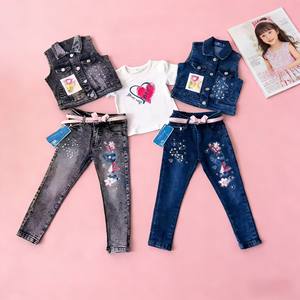 10.5 dollari modello YQ275 età 2-5 anni grandi <span class=keywords><strong>Jeans</strong></span> per bambini Para Mujer per bambine <span class=keywords><strong>Jeans</strong></span> <span class=keywords><strong>pantaloni</strong></span> due pezzi con colore blu - Product Image 1