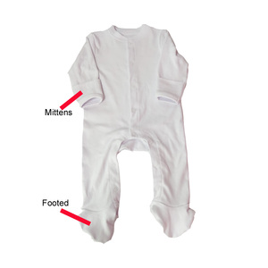 Tricoté bébé vêtements de nuit manches longues 100% coton blanc bébé garçon filles barboteuses mitaines body pyjama bébé pieds pyjamas - Product Image 4