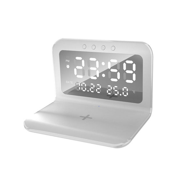 Latest Hot Sale Digital Display Fast Wireless Charging  Speaker Alarm Clock With LED Night Light