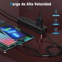 Câble de charge rapide USB-C portable renforcé 3-en-1 noir 1 heure pour iPhone, Motorola, Samsung et pour...