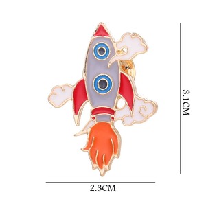 Broches de mode, Épingles en émail motif fusée, Broches spatiales, Épingles de revers astronaute pour sacs à dos, vêtements, chapeaux, décoration, cadeau, vente en gros - Product Image 2