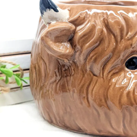 Pot de fleurs en céramique en forme de vache des Highlands - Vase et pot de fleurs modernes pour table, vase blanc écologique pour la décoration intérieure et extérieure