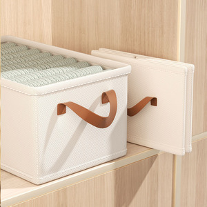 Clothing Organizer Storage <b>Box</b> Rectangle <b>Foldable</b> Stackable Lidless Household Wardrobe Drawer Style Solid Color - Product Image 4