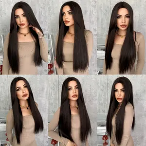 Synthetic Lace Front Wig Pre Plucked Straight Wig Glueless Lace Synthetic Hair Black Synthetic Lace Front Wig 26in