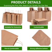 Sacs en papier kraft brun en gros avec impression personnalisée, sacs cadeaux en stock, sacs à emporter pour la restauration rapide, sacs de courses à poignée torsadée