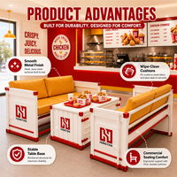 Ensemble de mobilier de restaurant moderne et durable pour poulet frit, style conteneur, avec banquette et table pour fast-food et restauration rapide (QSR)