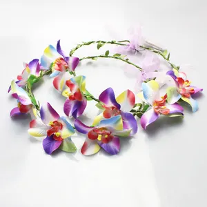Тропическая Орхидея, светодиодная Цветочная повязка на голову, светящаяся Цветочная корона, гирлянда