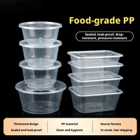 Boîte alimentaire rectangulaire jetable en plastique PP ou PET pour restaurant à emporter, compatible micro-ondes, faible MOQ, 500/750/1000/1300 ml