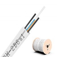 Cable de Fibra Óptica Monomodo para Interiores de 2 Hilos, 1km/Rollo, G652/G655/G657, con Refuerzo FRP/KFRP/Alambre de Acero, para FTTH