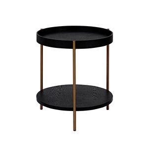 Ensemble de tables basses rondes modernes en 2 pièces avec structure en métal et plateau en bois pour le mobilier de salon - Product Image 4