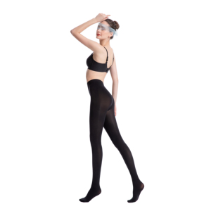 Collants thermiques beiges à pieds, opaques, tricotés, couleur chair foncée, doublés polaire, scellés en usine - Product Image 3