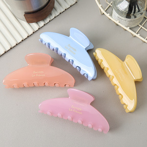 Barrette à <span class=keywords><strong>cheveux</strong></span> en acétate de haute qualité avec logo personnalisé Yuxi, couleur unie, étiquette dorée, classique, simple, pour femmes et filles, accessoires pour <span class=keywords><strong>cheveux</strong></span> - Product Image 2