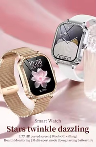 Nouvelle montre connectée carrée transfrontalière MK88 avec écran incurvé de 1,75 pouce pour appels, corps incrusté de diamants et suivi de la santé - Product Image 1