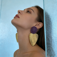 Boucles d'oreilles pendantes en argent plaqué Tai, légères et tendance, avec zircon étoile doré violet bohème XM E15 pour femme, idéales pour les soirées