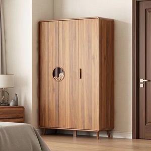 Tủ quần áo tủ quần áo với ngăn kéo và cửa ra vào phòng ngủ tủ quần áo bằng gỗ với kệ và thanh treo ẩn xử lý hiện đại và đơn giản - Product Image 4