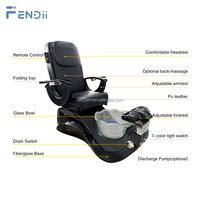 Mobilier de salon de beauté moderne luxe personnalisé, fauteuil de manucure pédicure électrique noir avec spa pour les pieds