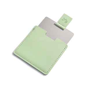 Portable Card Shape Single Side Custom Logo Cosmetic Pocket <b>Makeup</b> <b>Mirror</b> with PU Pouch - Product Image 3