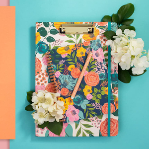 Carnet à spirale floral à couverture rigide, ligné, avec pochette et pages perforées pour l'école, le bureau et l'écriture - Product Image 5