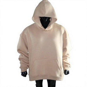 Sudadera con Capucha Beige para Hombre, Corte Regular, Color Sólido, Informal, de Felpa de Algodón, para Otoño - Product Image 3