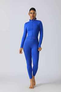 Conjuntos de Yoga de 3 piezas, <span class=keywords><strong>Mono</strong></span> <span class=keywords><strong>cruzado</strong></span> con espalda abierta y chaqueta con cremallera para mujer, entrenamiento físico, gimnasio, correr, conjunto de ropa deportiva de cintura alta - Product Image 3