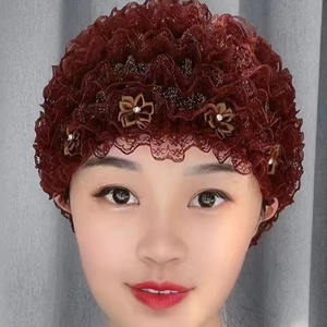 Women's Elegant Floral Pearl Headscarf, Solid Color Indian and African Ethnic <b>Hat</b>, Wholesale Fashion Muslim Cap - Product Image 1